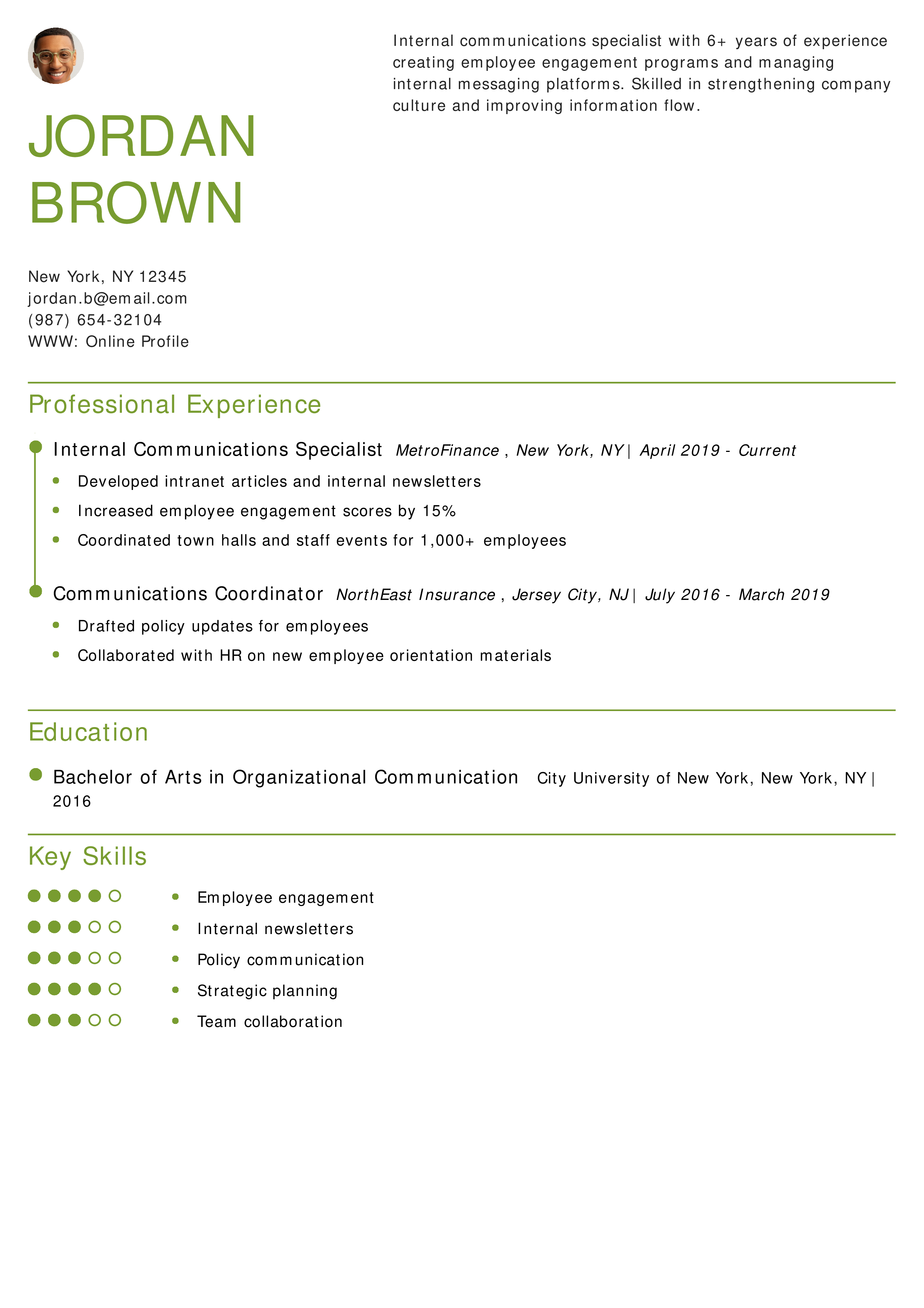 Internal Communications Specialist Resume