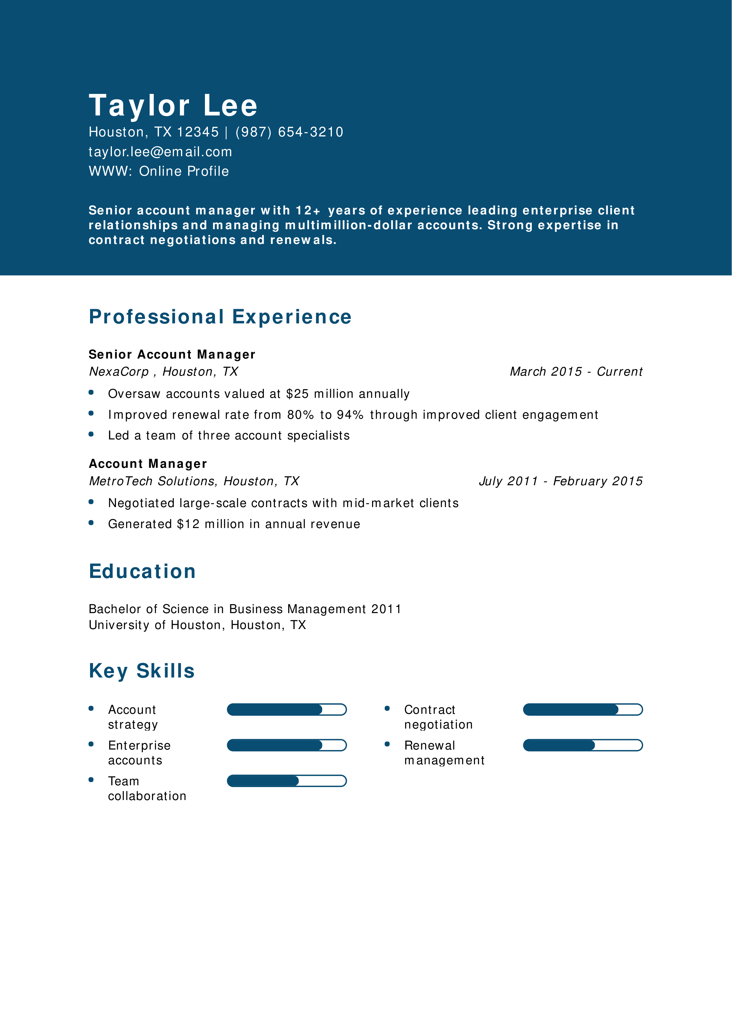 Senior Account Manager Resume