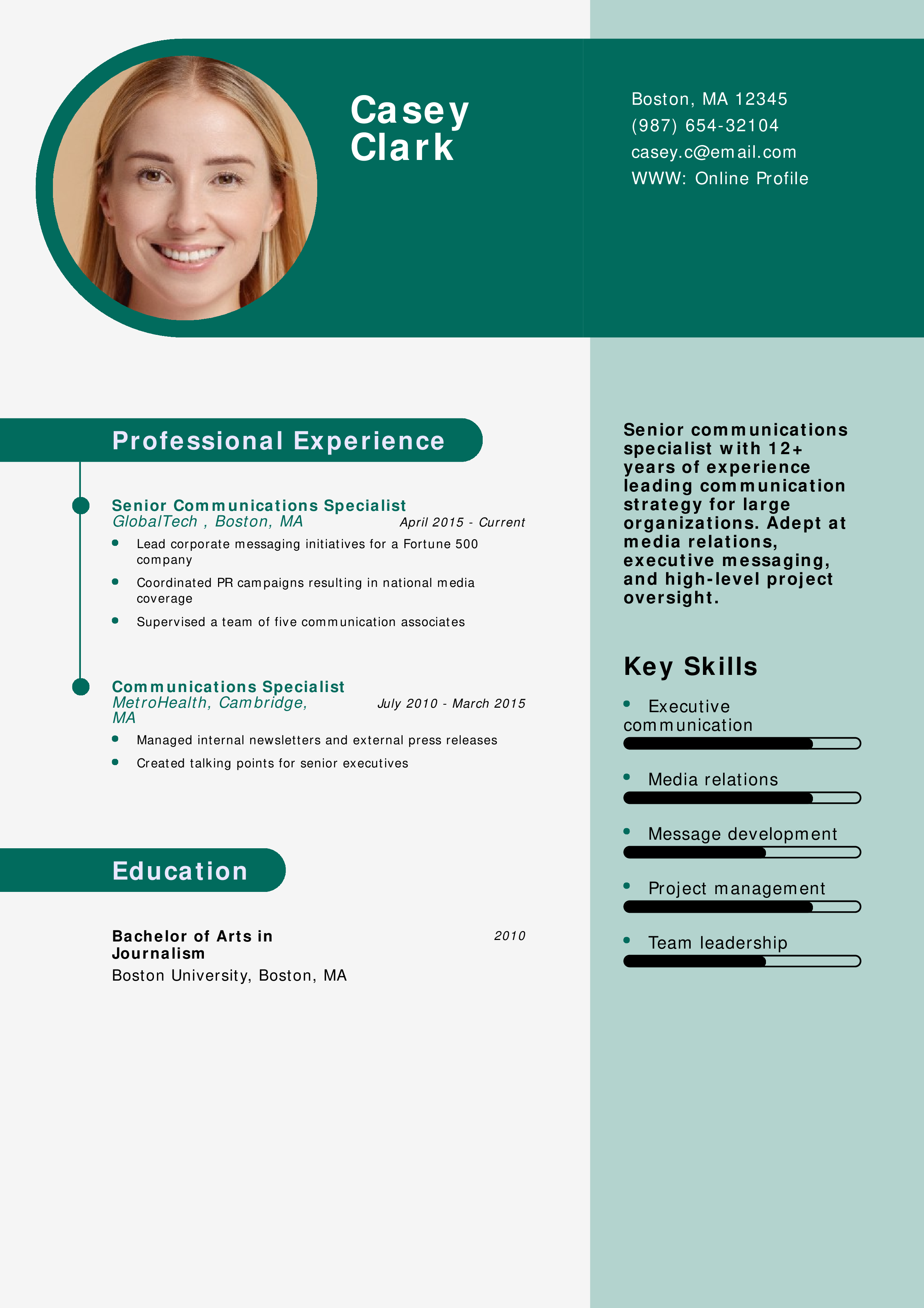 Senior Communications Specialist Resume