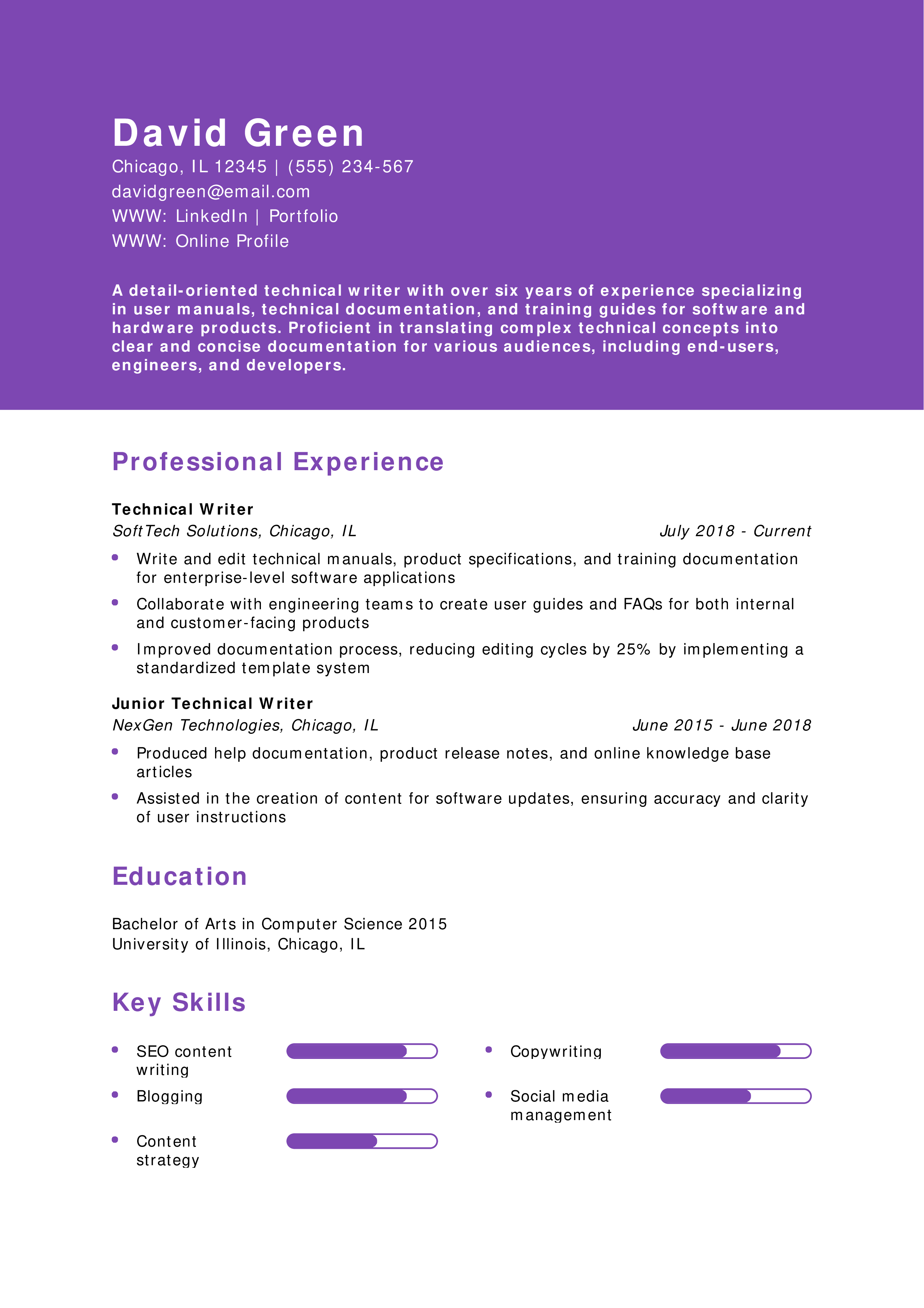 Technical Writer Resume