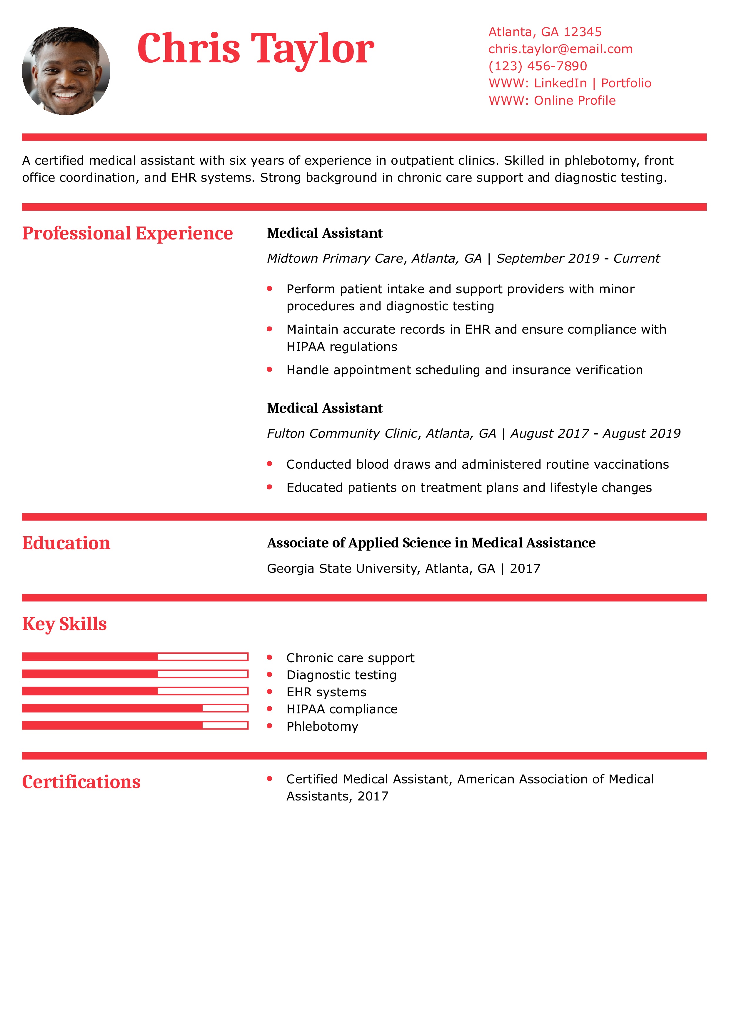 Certified Medical Assistant Resume
