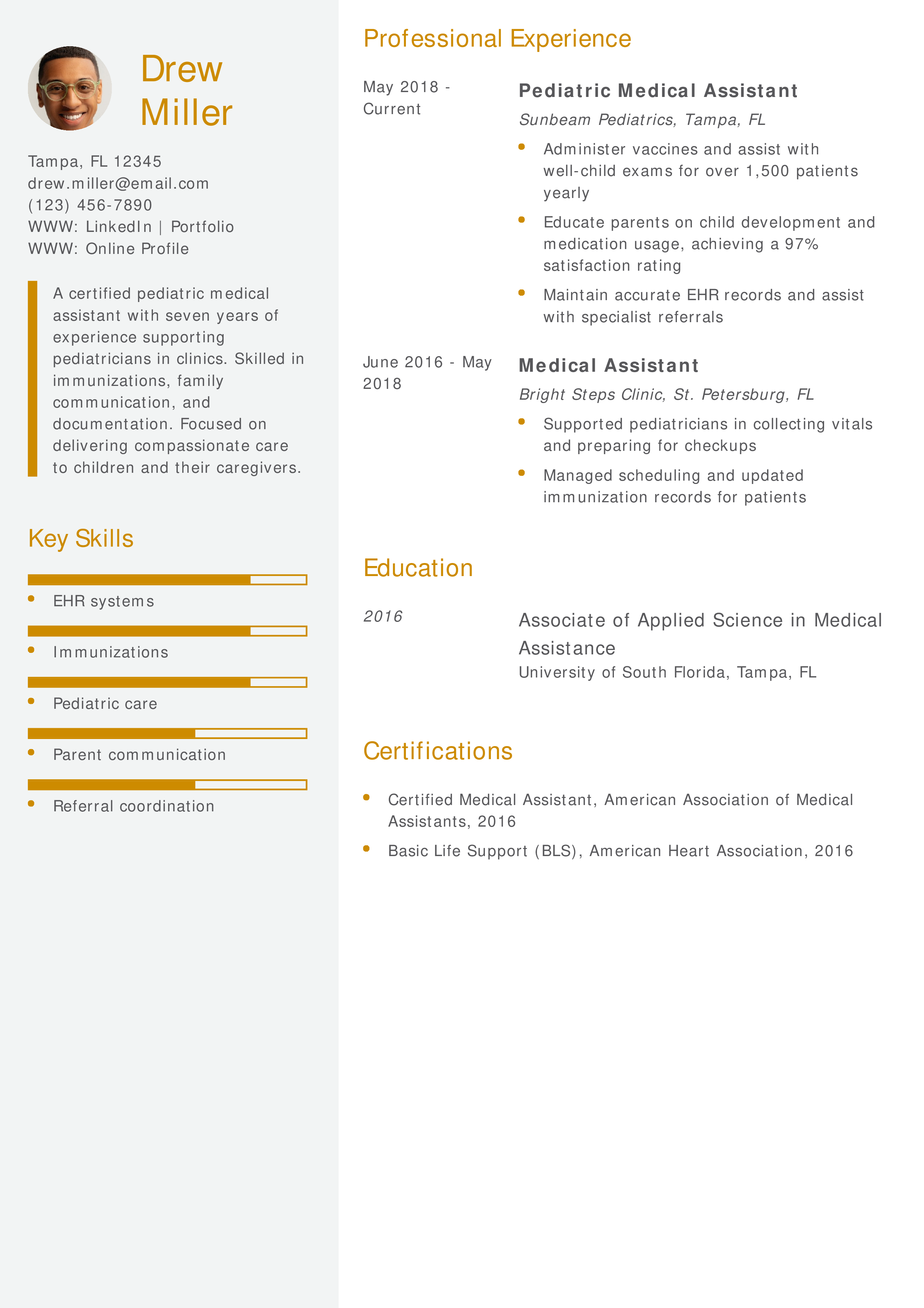 Certified Pediatric Medical Student Resume