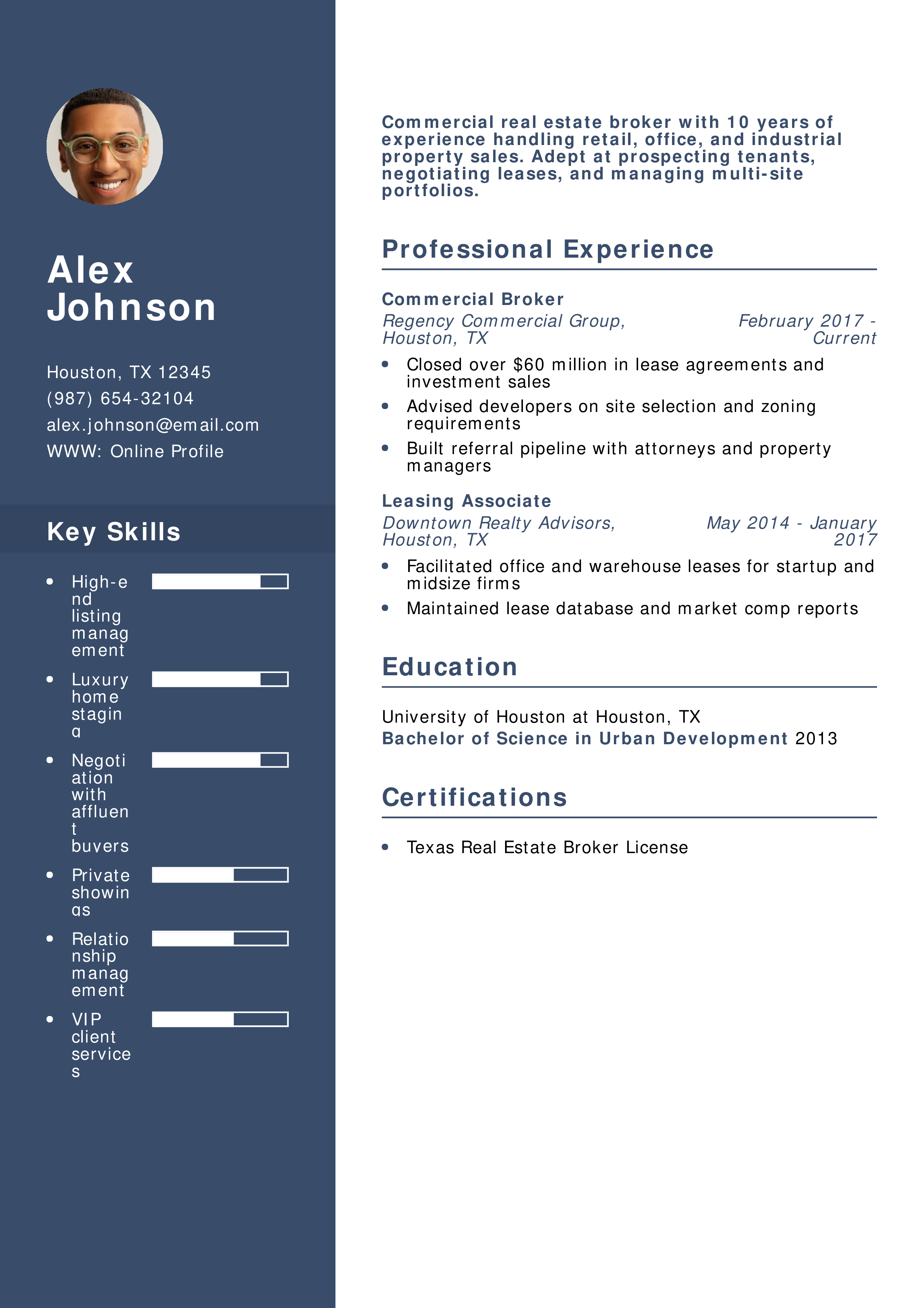 Commercial Real Estate Broker Resume