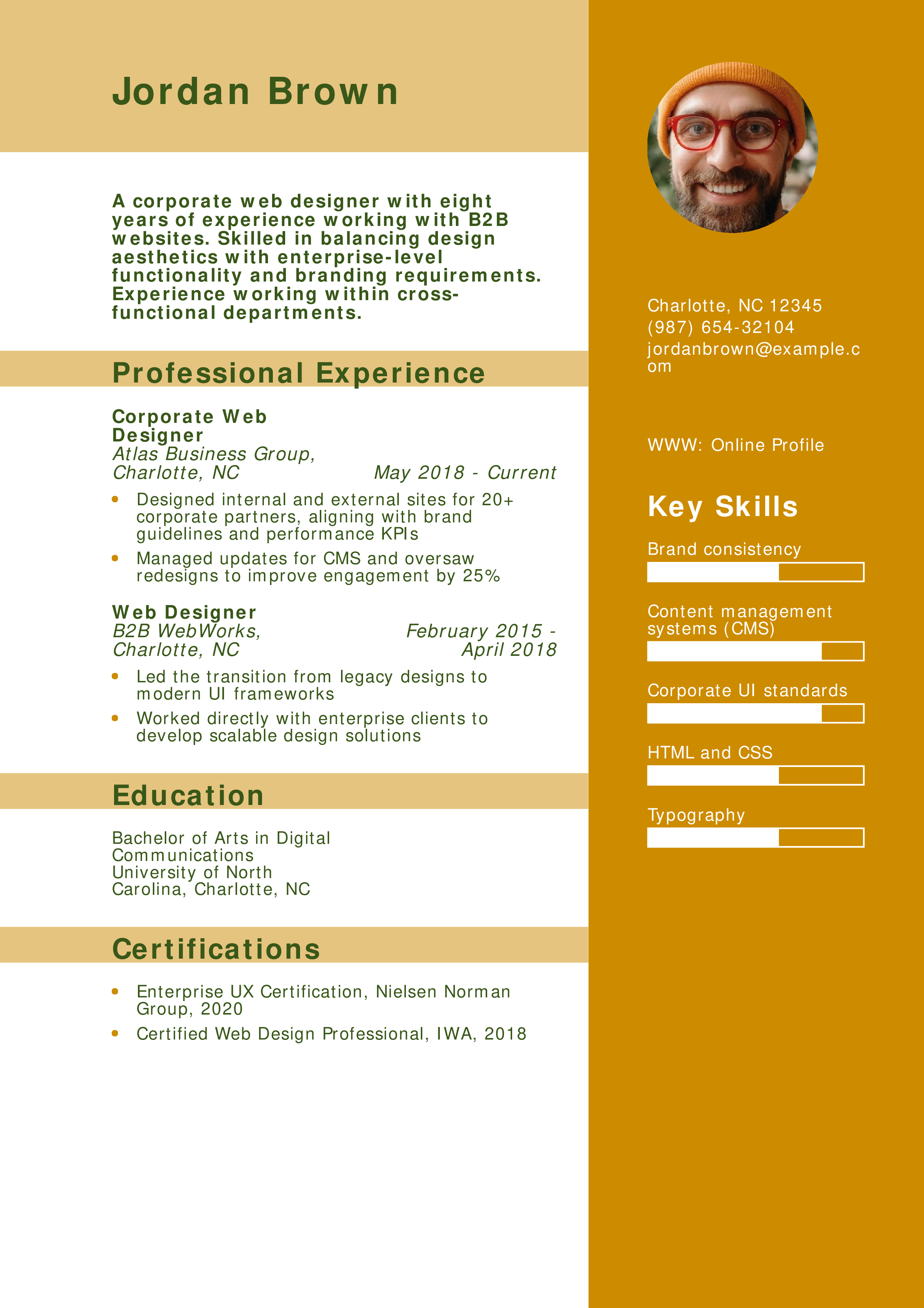 Corporate Web Designer Resume