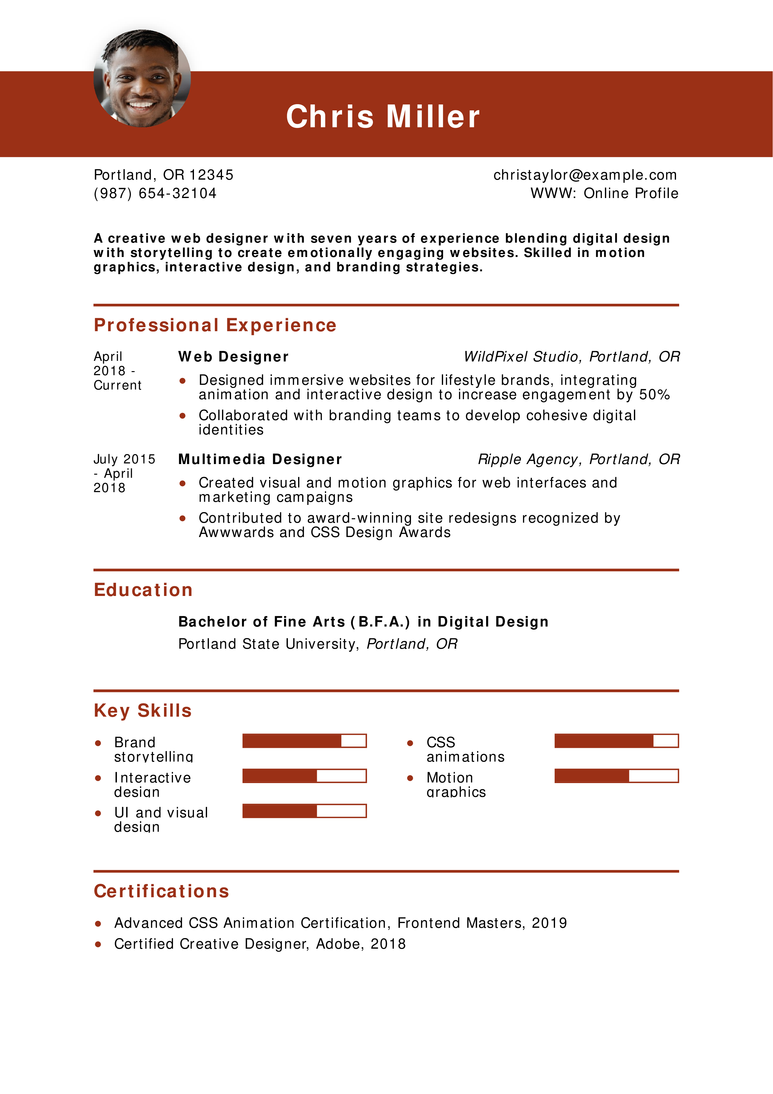 Creative Web Designer Resume
