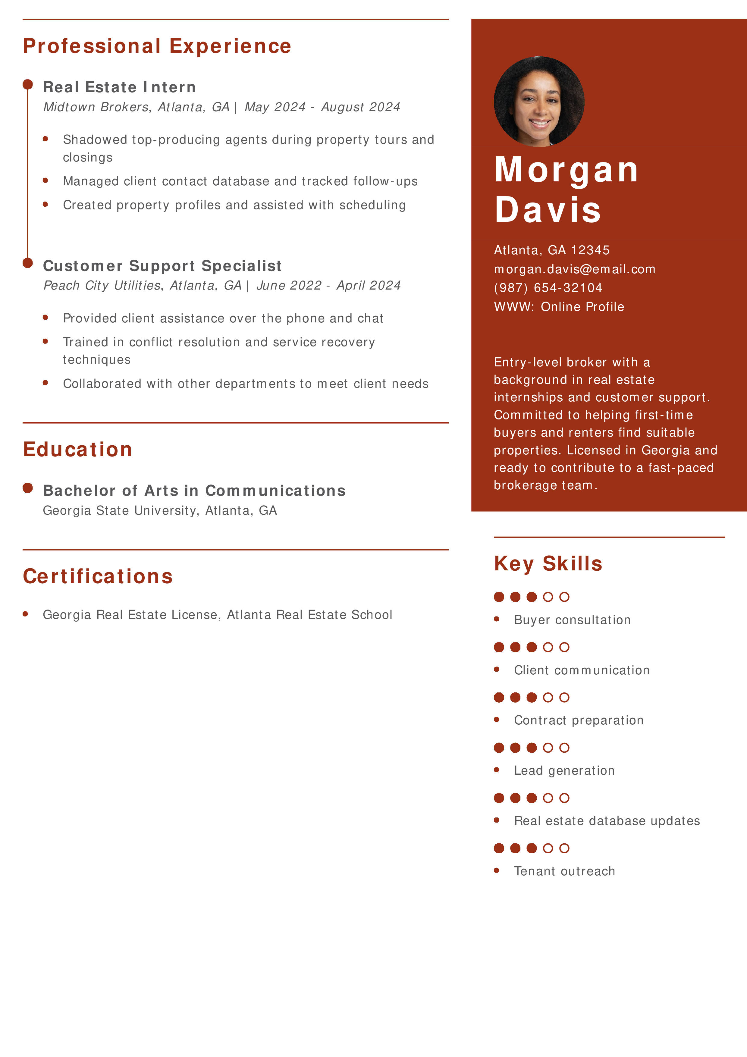 Entry-Level Broker Resume