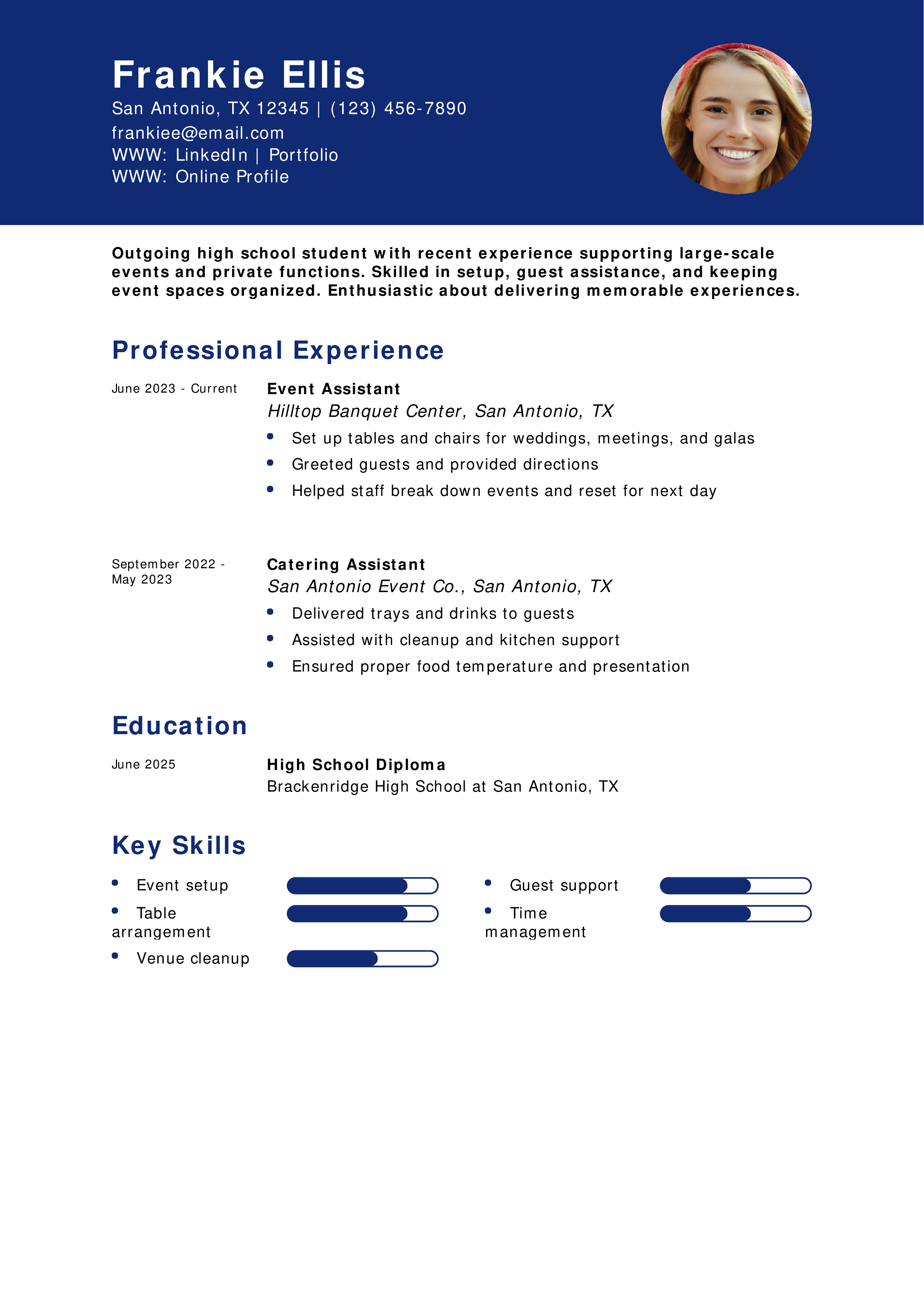 Event Assistant Resume