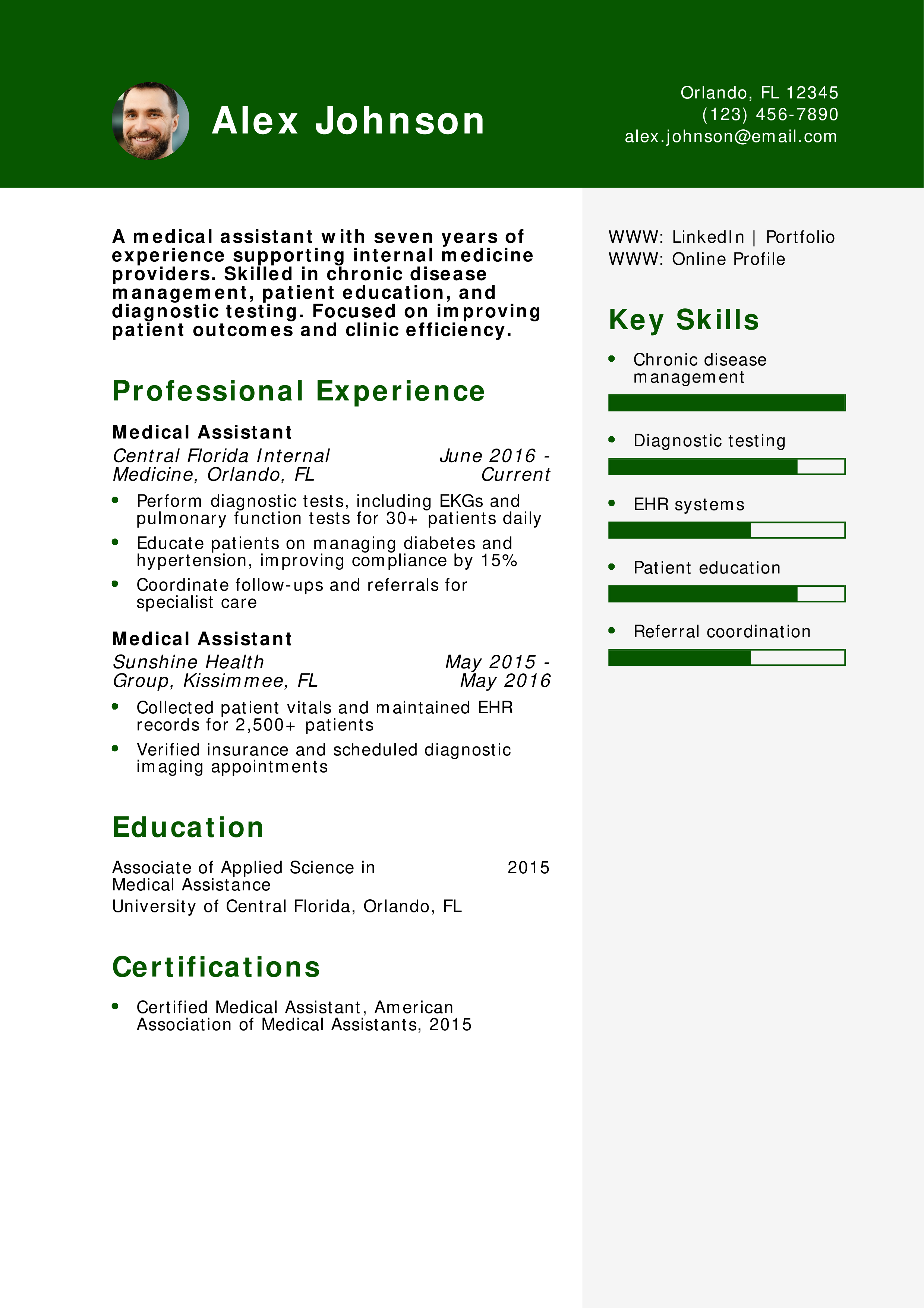 Internal Medicine Medical Assistant Resume