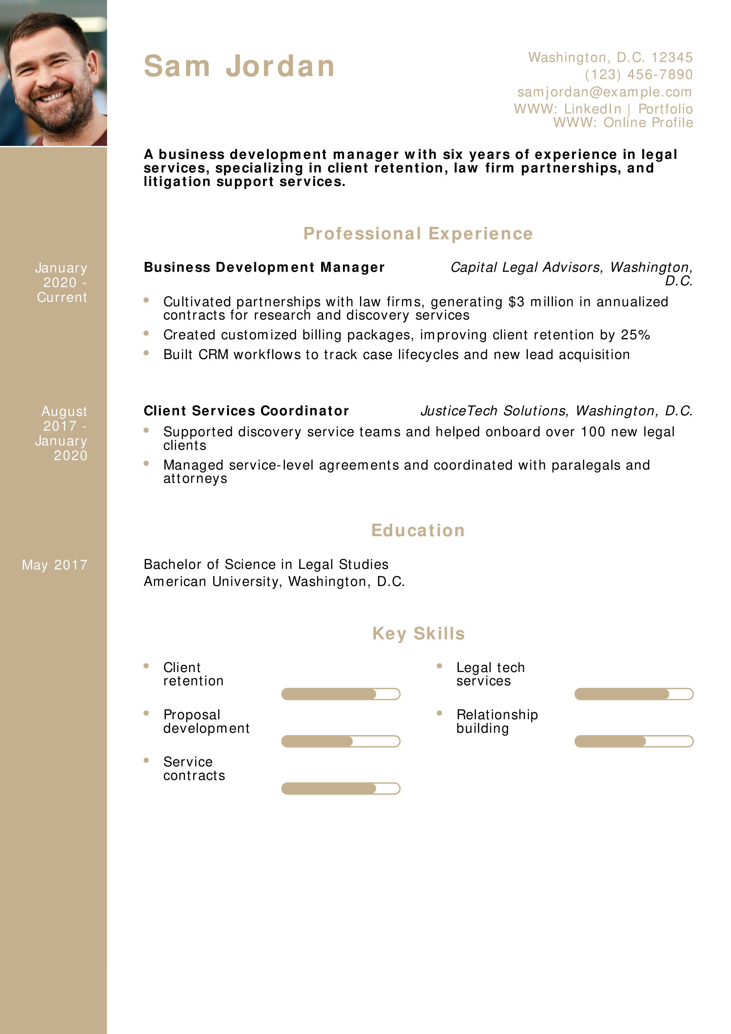 Legal Services Business Development Manager Resume