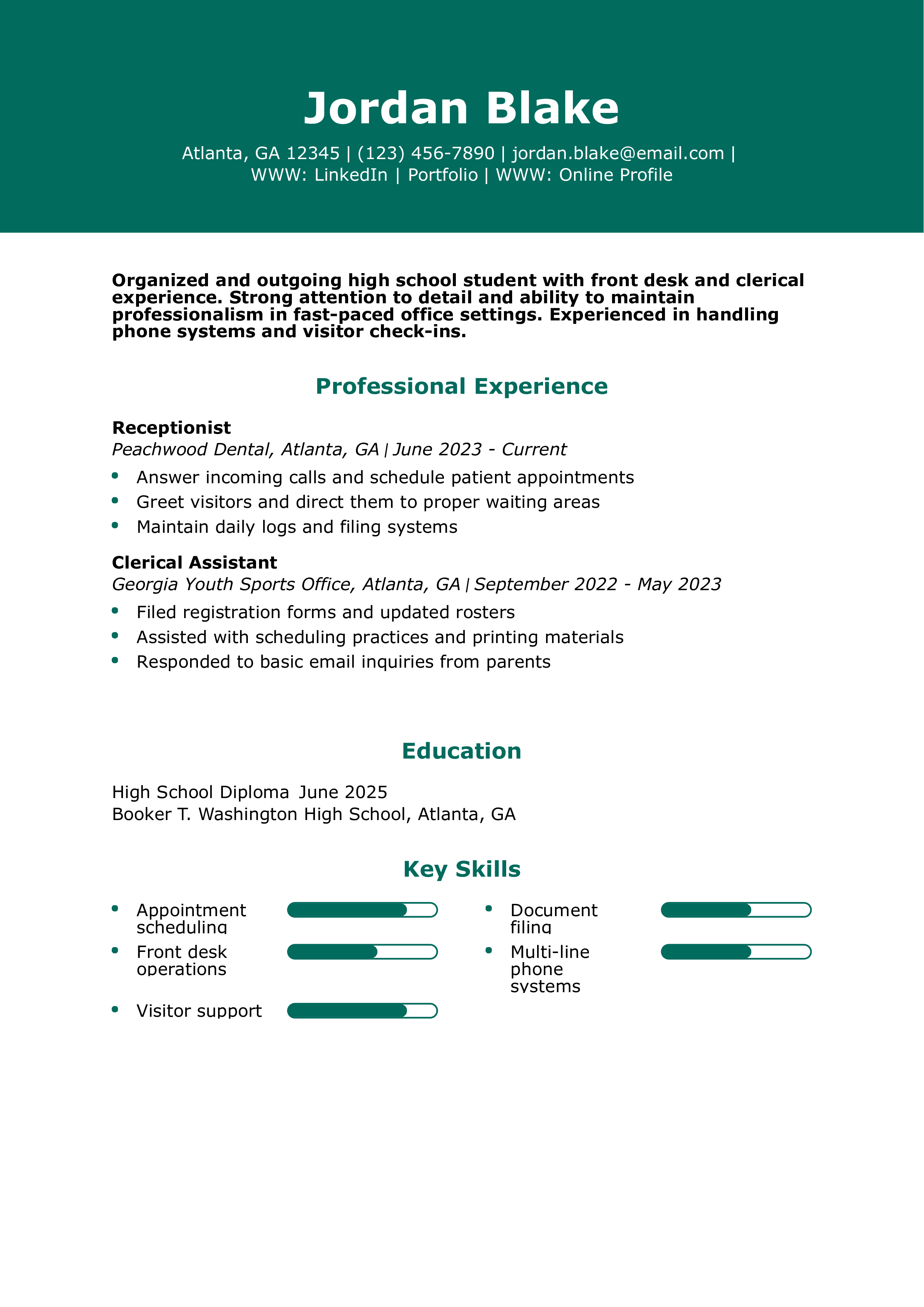 Receptionist Resume