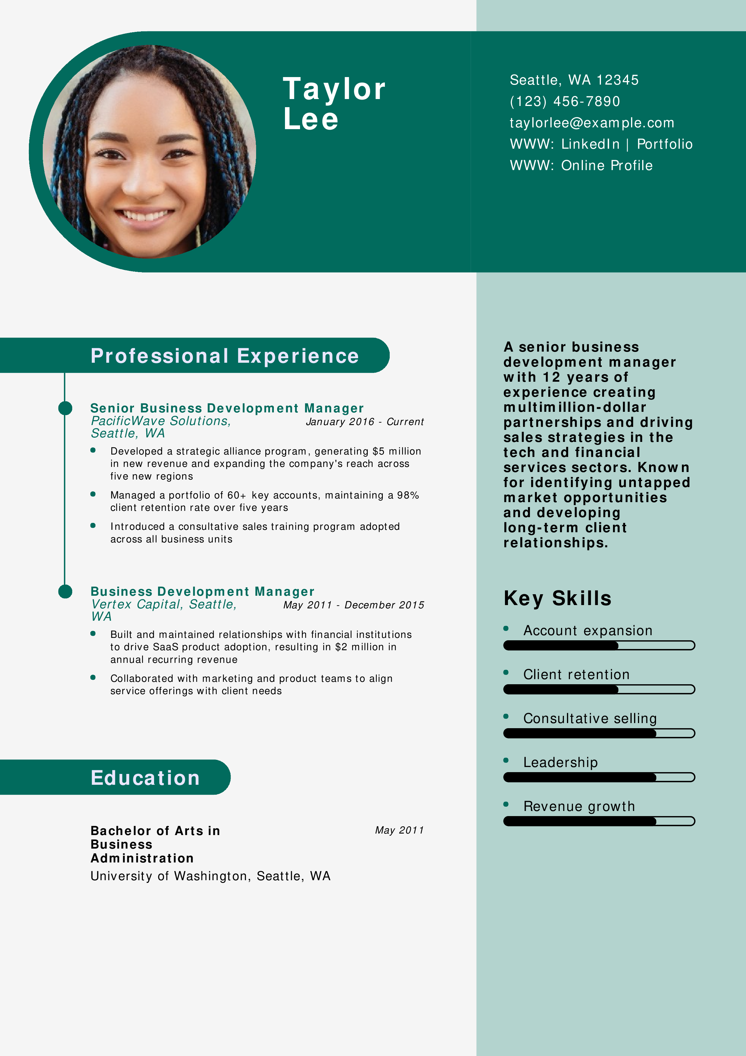 Senior Business Development Manager Resume