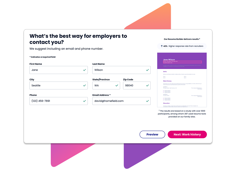 Resume Builder homepage parallax image