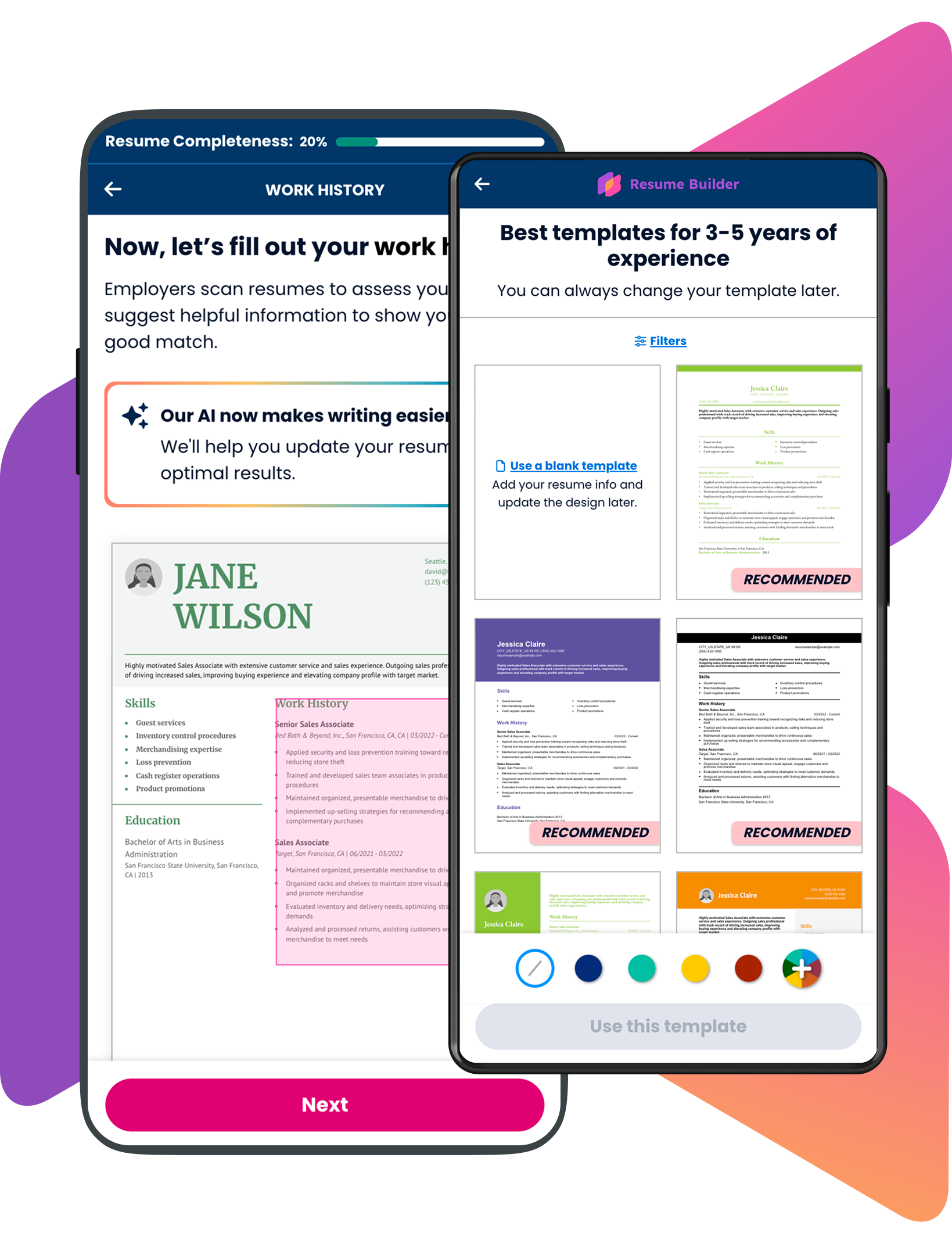 Resume Builder homepage parallax image