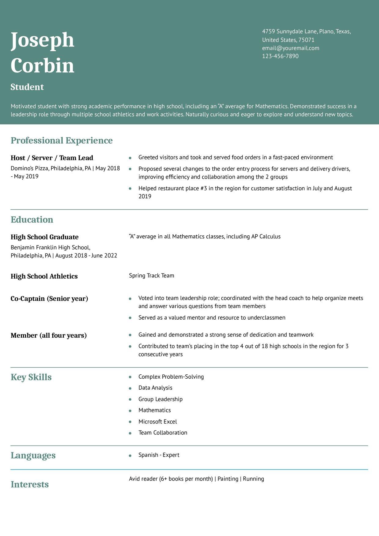 College Student Resume
