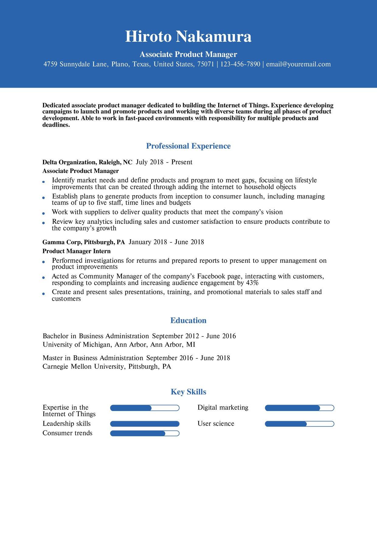 Current Resume Template