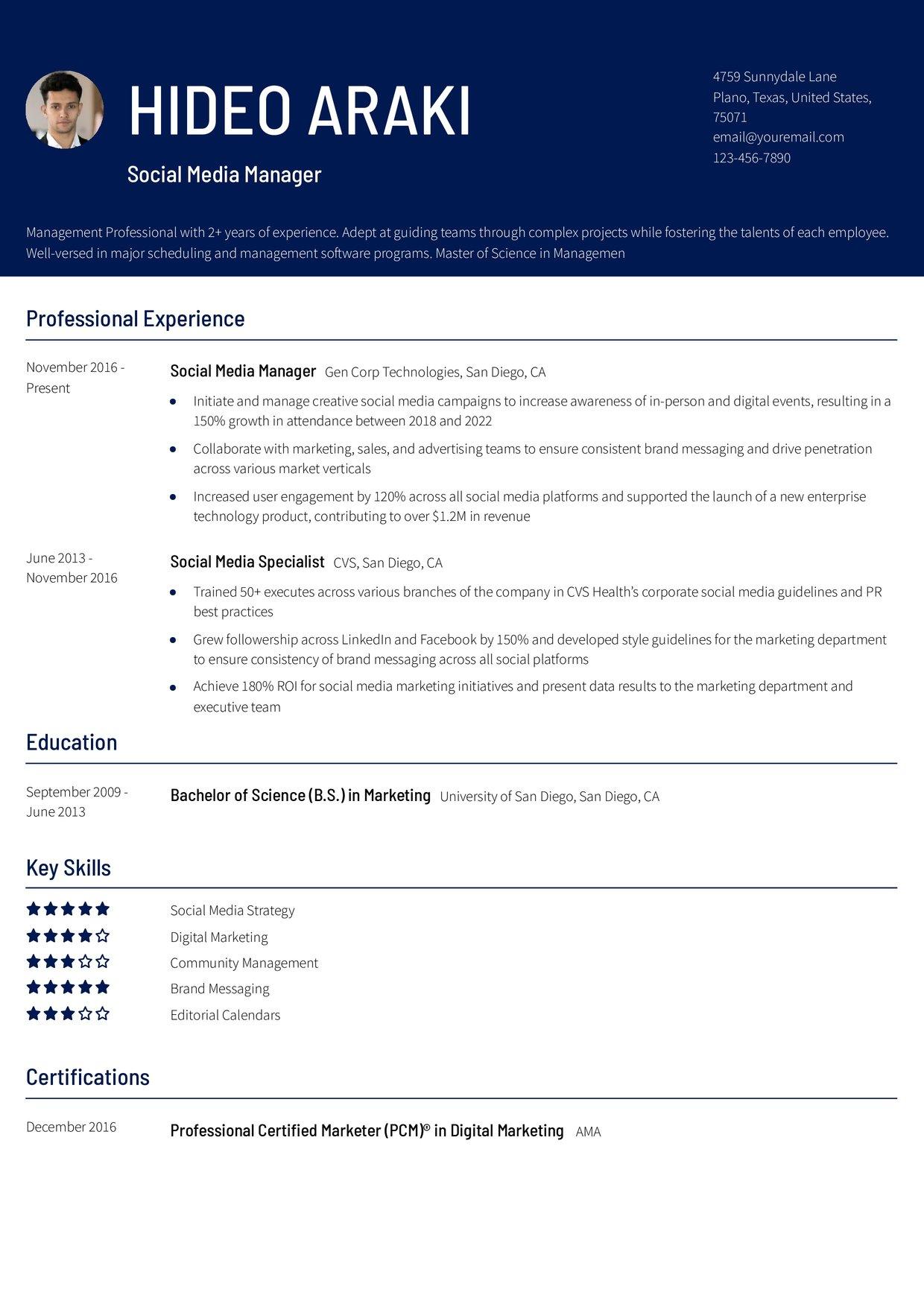Novel Resume Template