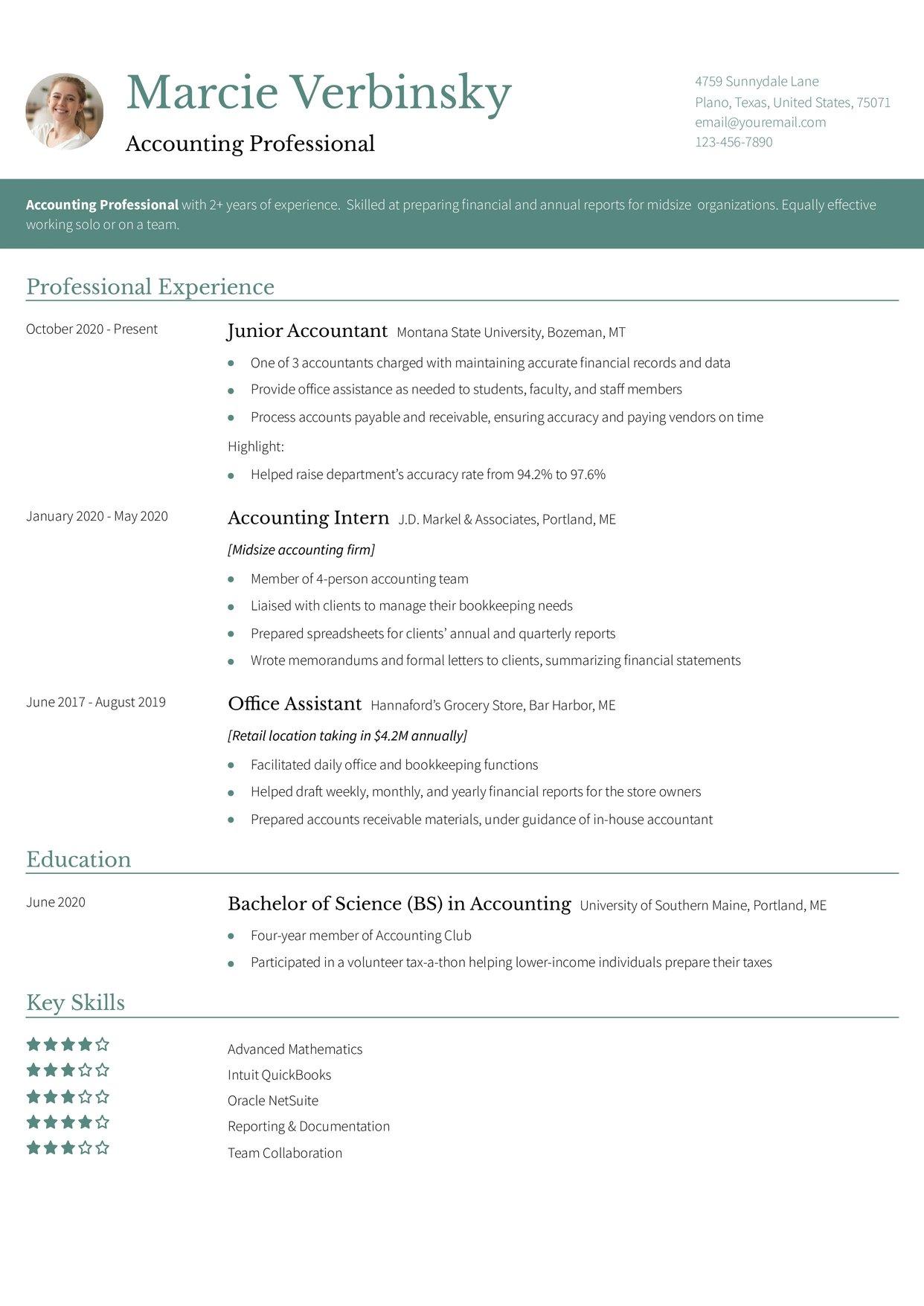 Staff Accountant Resume Example