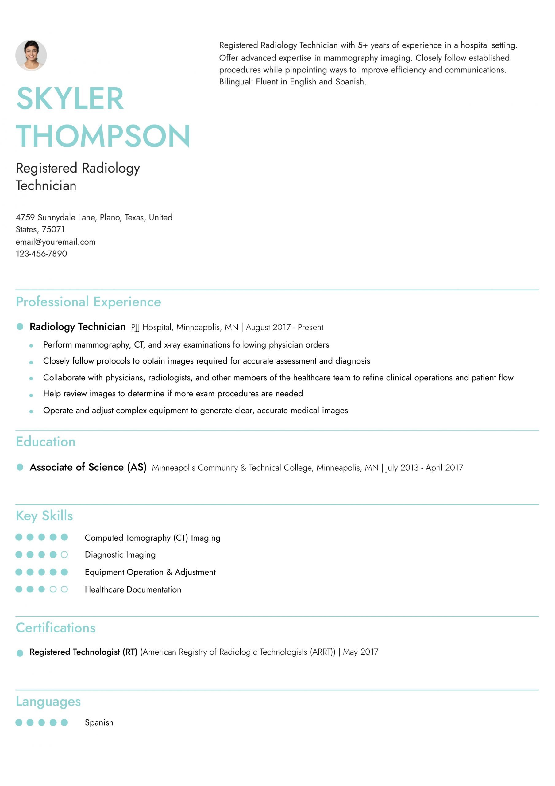 Radiology Technician Resume Examples and Templates for 2024