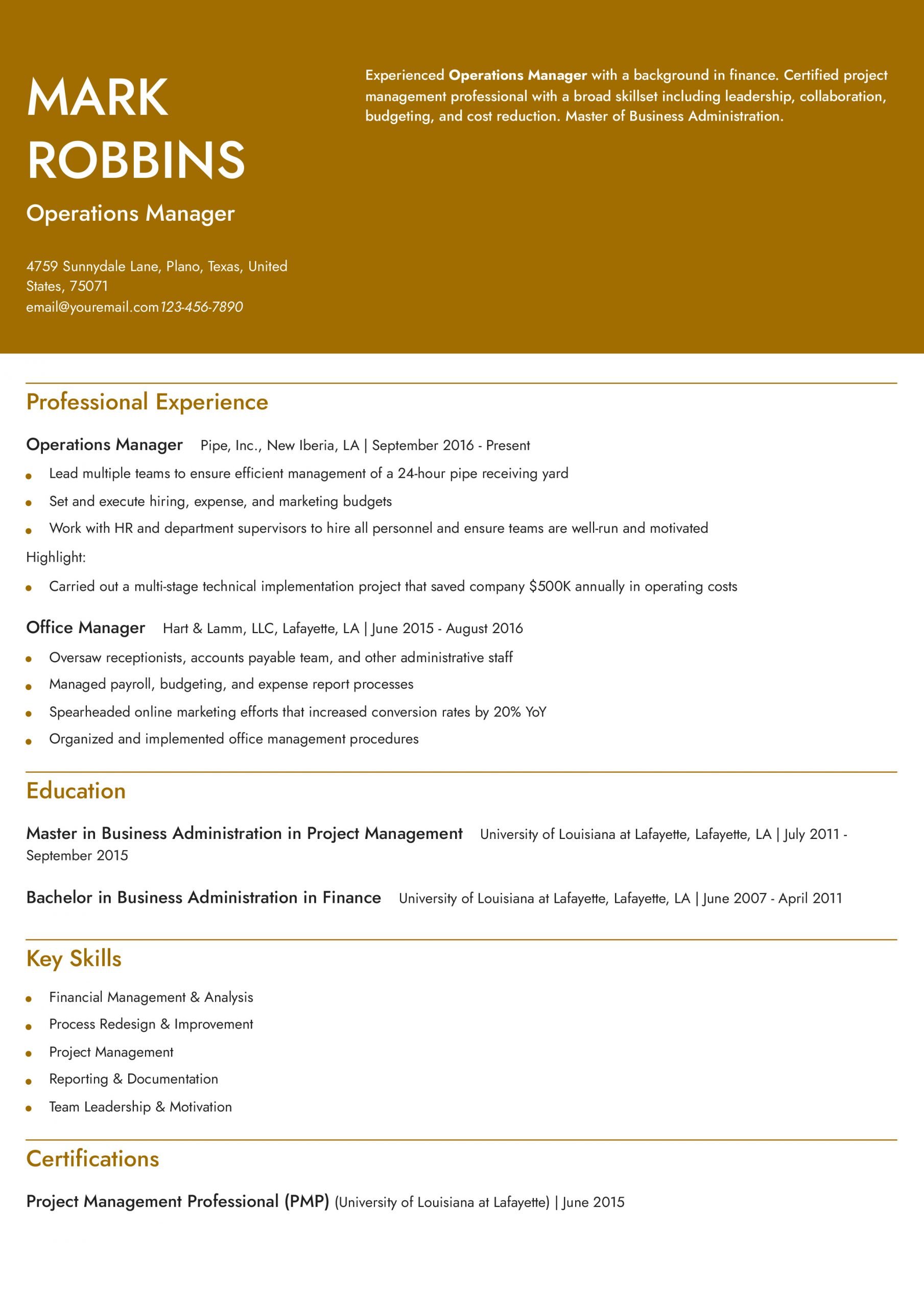 Operations Manager Resume Examples and Templates for 2024